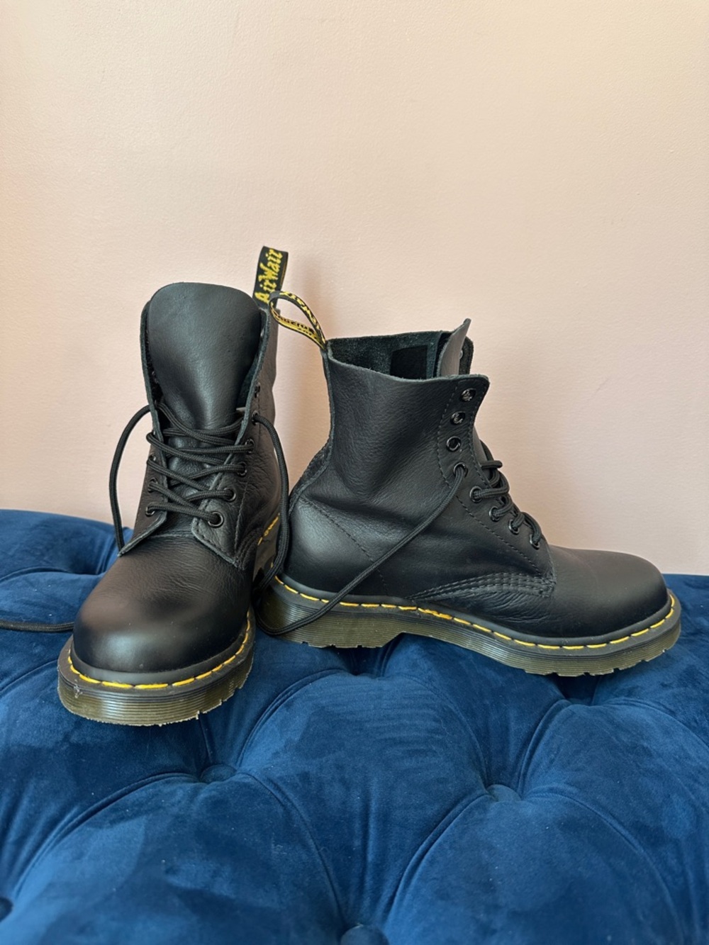 Dr. Martens Pascal  Black Soft Leather Lace-Up Boots